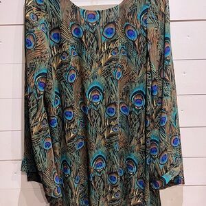 Show Me Your MuMu Vibrant Peacock Print Tunic Mini Dress